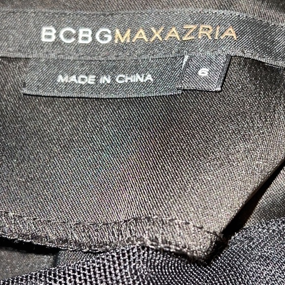 BCBG MAX AZRIA black satin bodycon dress straps Sz 6 - Picture 8 of 9